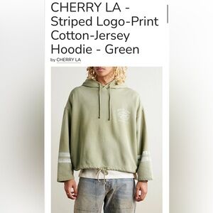 Cherry LA Green Striped Logo Print Hoodie Made In California Men’s XS Oversized